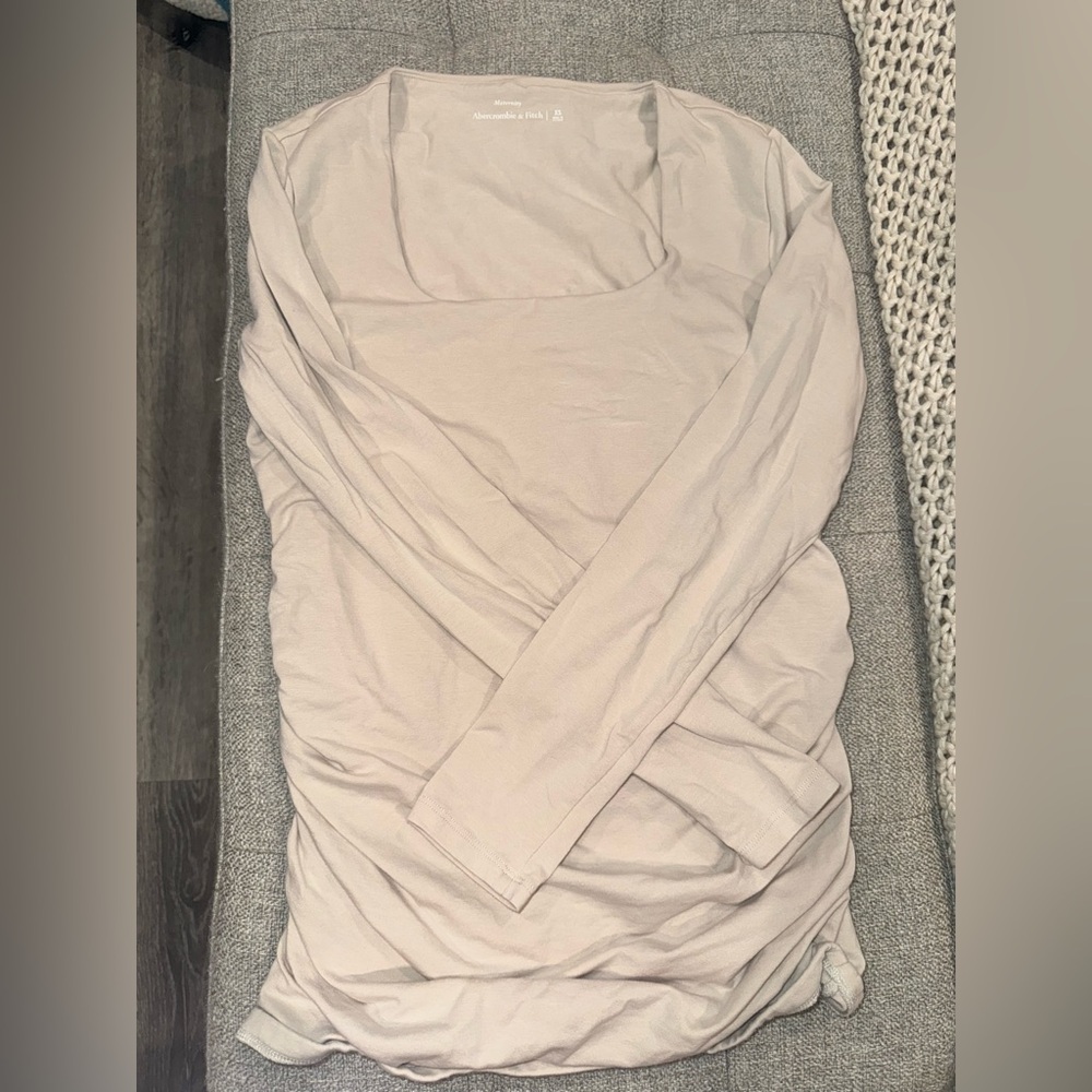 Abercrombie & Fitch Maternity Cream Long Sleeve Blouse